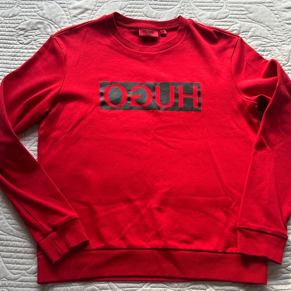 HUGO Bold Red Crewneck Sweater